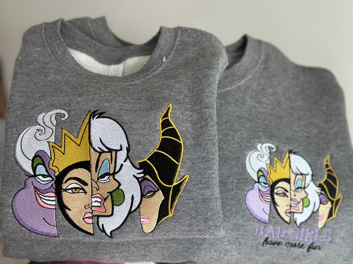 Bad Girls Adult Crewneck (Left Chest with words)