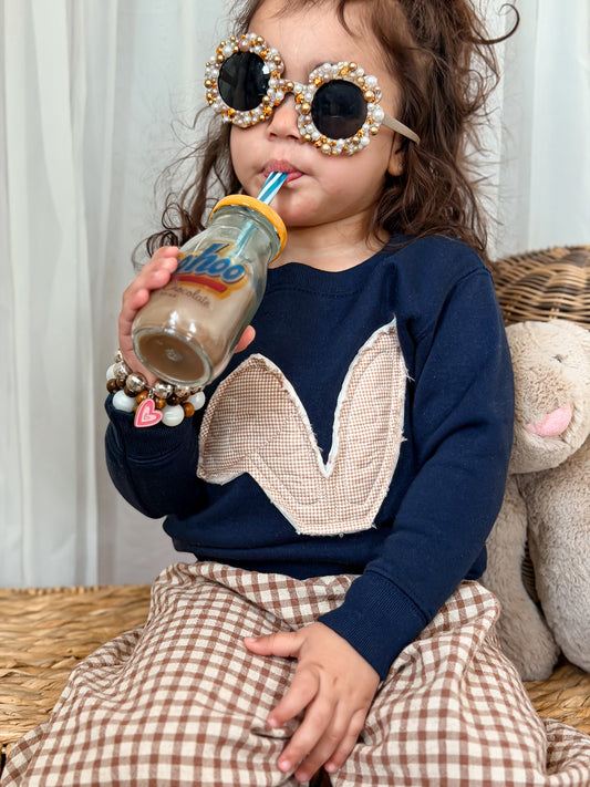 Brown Gingham Bunny Quilt Crewnecks