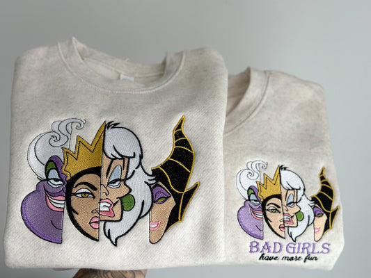 Bad Girls Adult Crewneck (Left Chest with words)