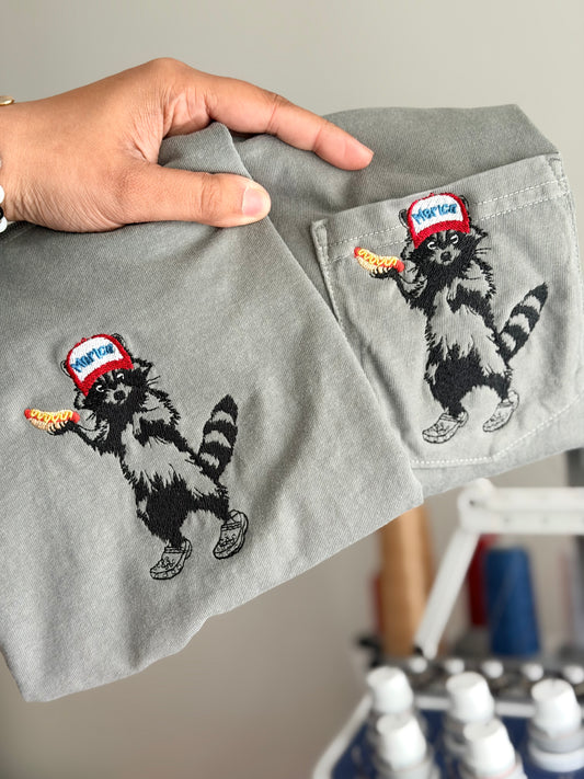 Adult Raccoon Pocket Tee