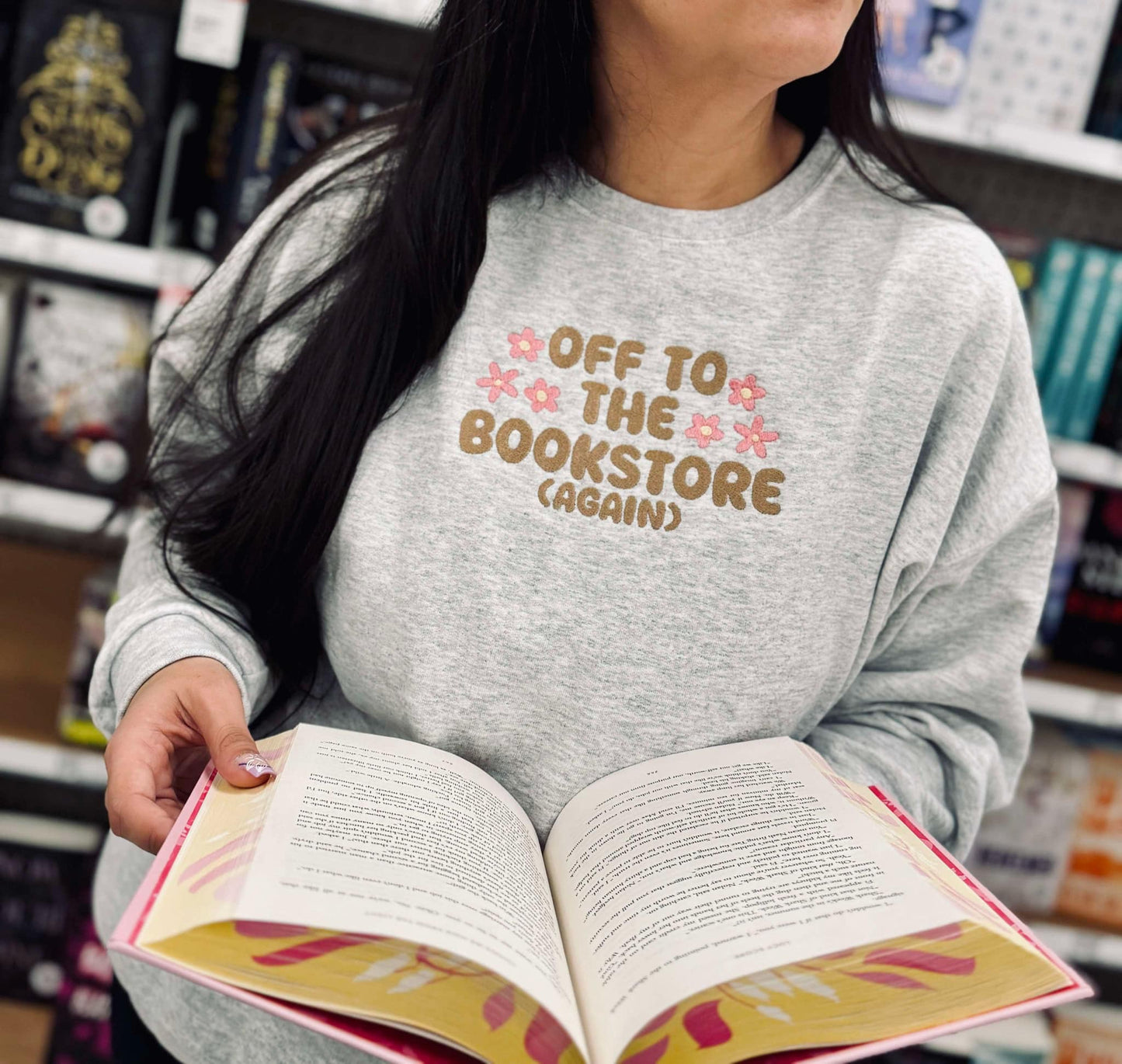 Off To the Bookstore Adult Crewneck